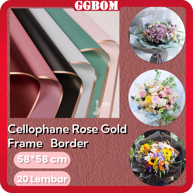 

【COD】20 PCS Cellophane Rose Gold Frame Border /Kertas Buket Bunga Flower/Kertas Buket Korea Bunga Flower/Buket Bunga Cellophane Florist Goldline