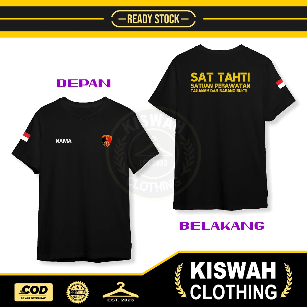 Kaos Tshirt SAT TAHTI Satuan Perawatan Tahanan dan Barang Bukti Gratis Nama DB Baju Pemerintah
