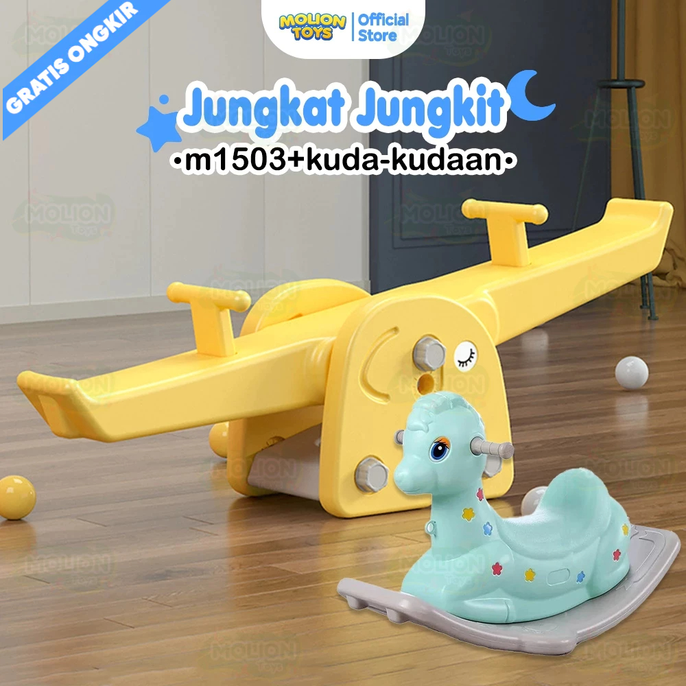 Jungkat Jungkit & Kuda-Kudaan MOLION TOYS M1505 – Mainan Anak 2in1 Playground Edukatif Indoor