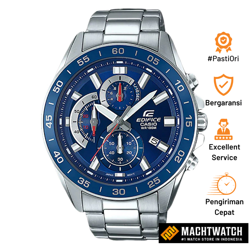 [PESTA HALILINTAR] Jam Tangan Pria Casio Edifice EFV-550D-2AVUDF Chronograph Men Blue Dial Stainless