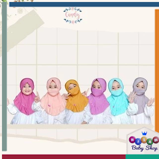 NIQAB JILBAB ANAK PEREMPUAN HIJAB 2 IN 1 BAHAN JERSEY WARNA POLOS BY CANDY