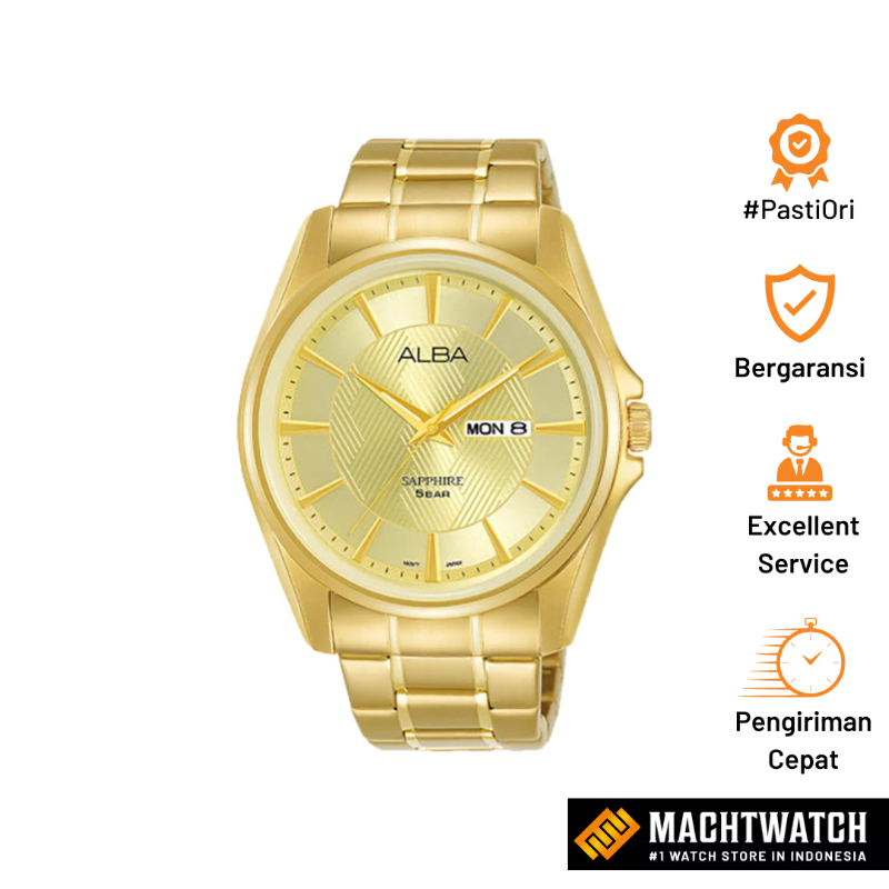 [SEPtacular] Jam Tangan Pria Alba Prestige AJ6094X1 Champagne Pattern Dial Gold Stainless Steel Stra
