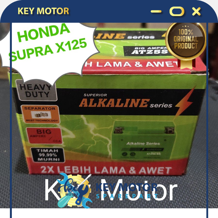 Aki / Accu Kering Motor Honda Supra X125 ALKALINE ALKALIN 5A 5 Ampere ATZ5S ATZ5 ATZ 5S 100% Origina