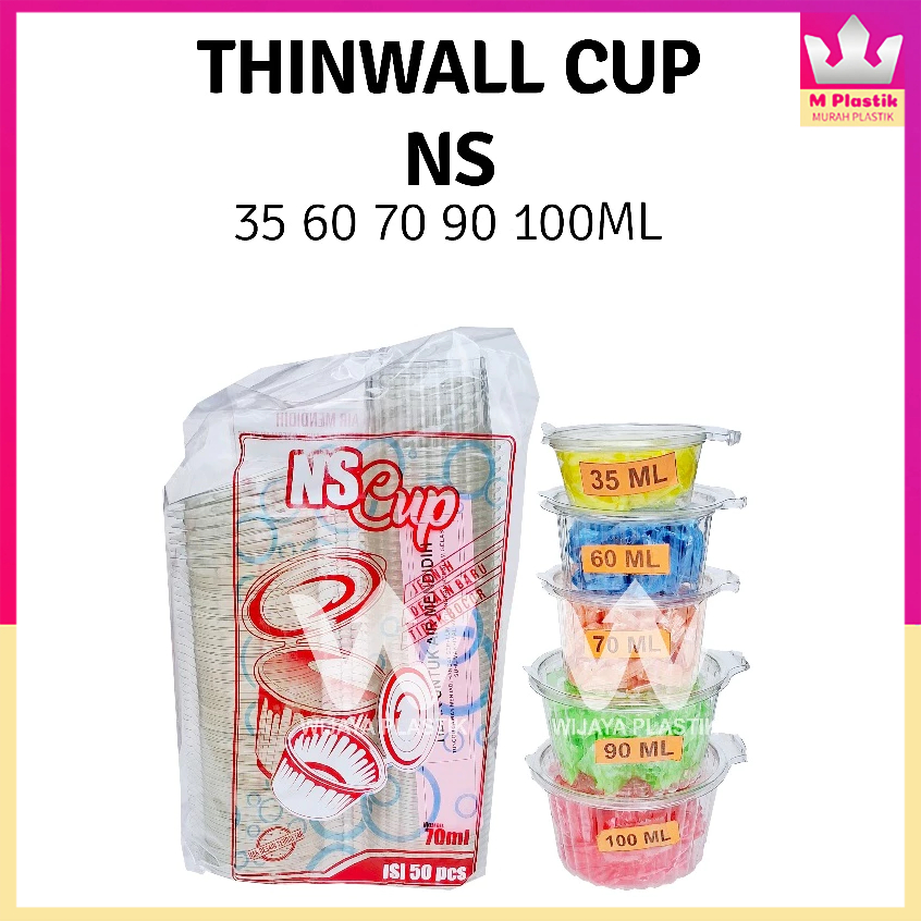 Thinwall CUP SAOS/PUDING [NS] ( 25 35 60 70 90 100 120 150 ml ) Tebal & Lentur --- 50 pcs @Slop | ge