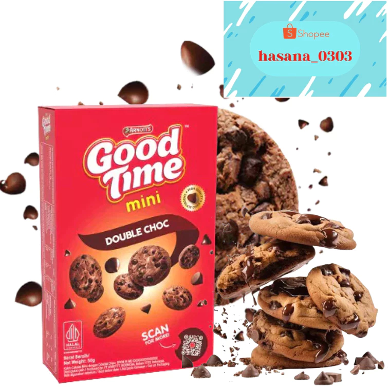 

Good Time Mini Cookies Double Cokelat Box 50 g