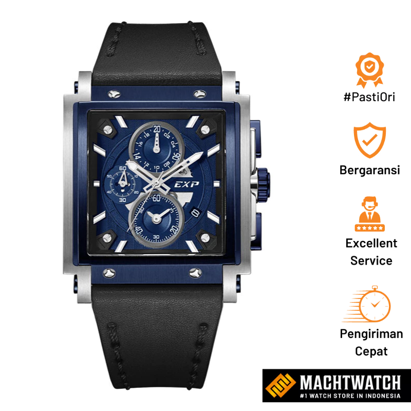 Jam Tangan Pria Expedition Chronograph E 6731 GC LTUBU Men Blue Dial Black Leather Strap