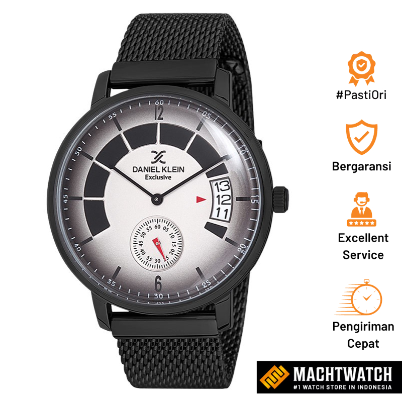 Jam Tangan Pria Daniel Klein Exclusive DK12143-6 Men Grey Smoke Dial Black Mesh Strap