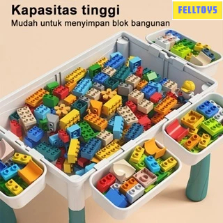 Meja Multifungsi Blok Bangunan Meja kursi dan lego 300 pcs Meja Multifungsi Aktivitas Anak