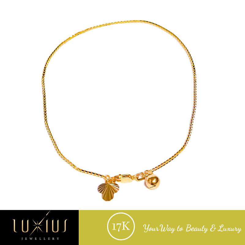 Gelang Emas Kaki Rantai Italy Yellow Gold 17K Luxgr0103 Luxius