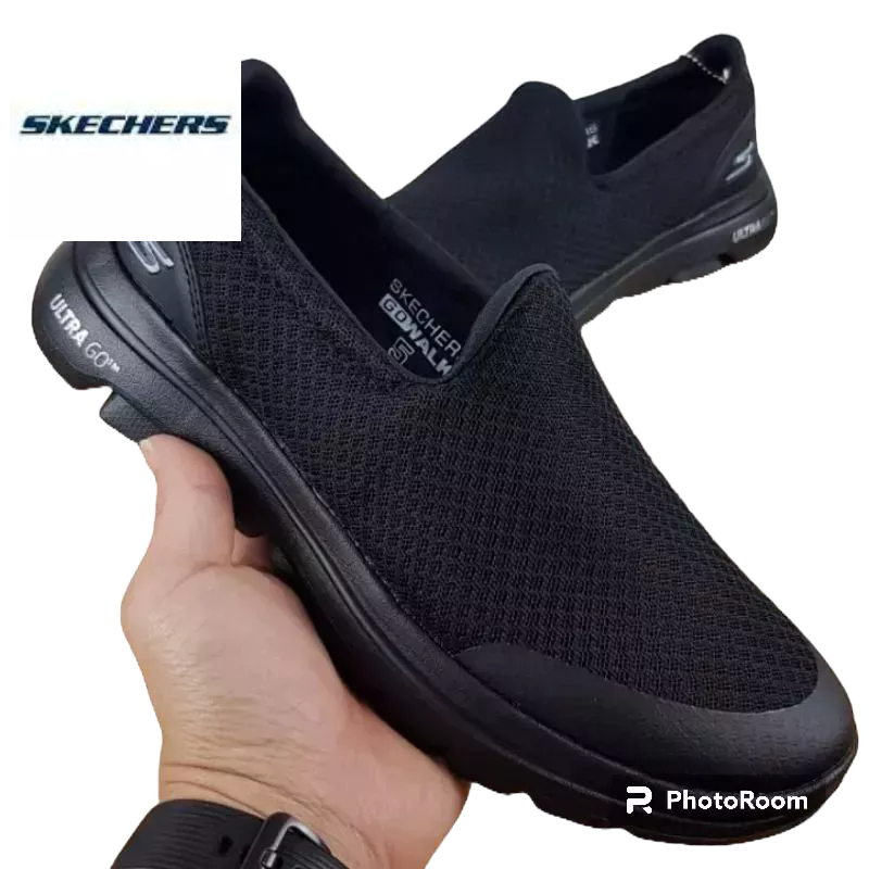 TERLARIS SEPATU KERJA PRIA / SLIP ON PRIA / SKECHERS GOWALK 5 FULL BLACK LIKE ORIGINAL SIZE 40-44(NO