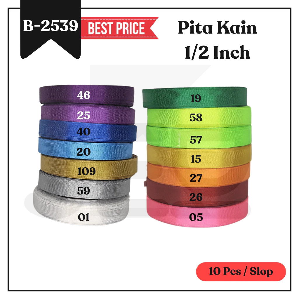 

1 Slop (10 Pcs) Pita Satin 0.5 INCH / 1 CM