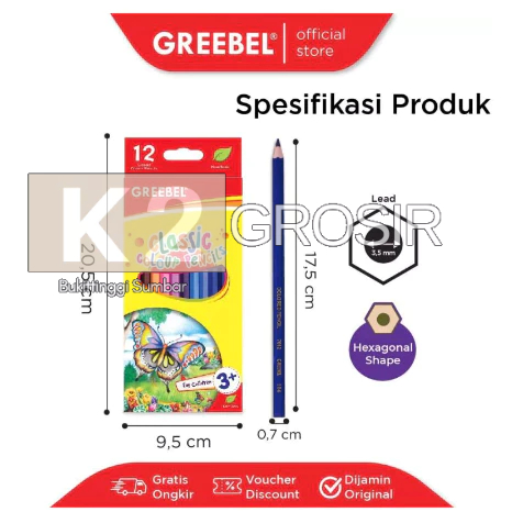 

Pensil Warna Greebel 12 Panjang 1 Set /12 Warna