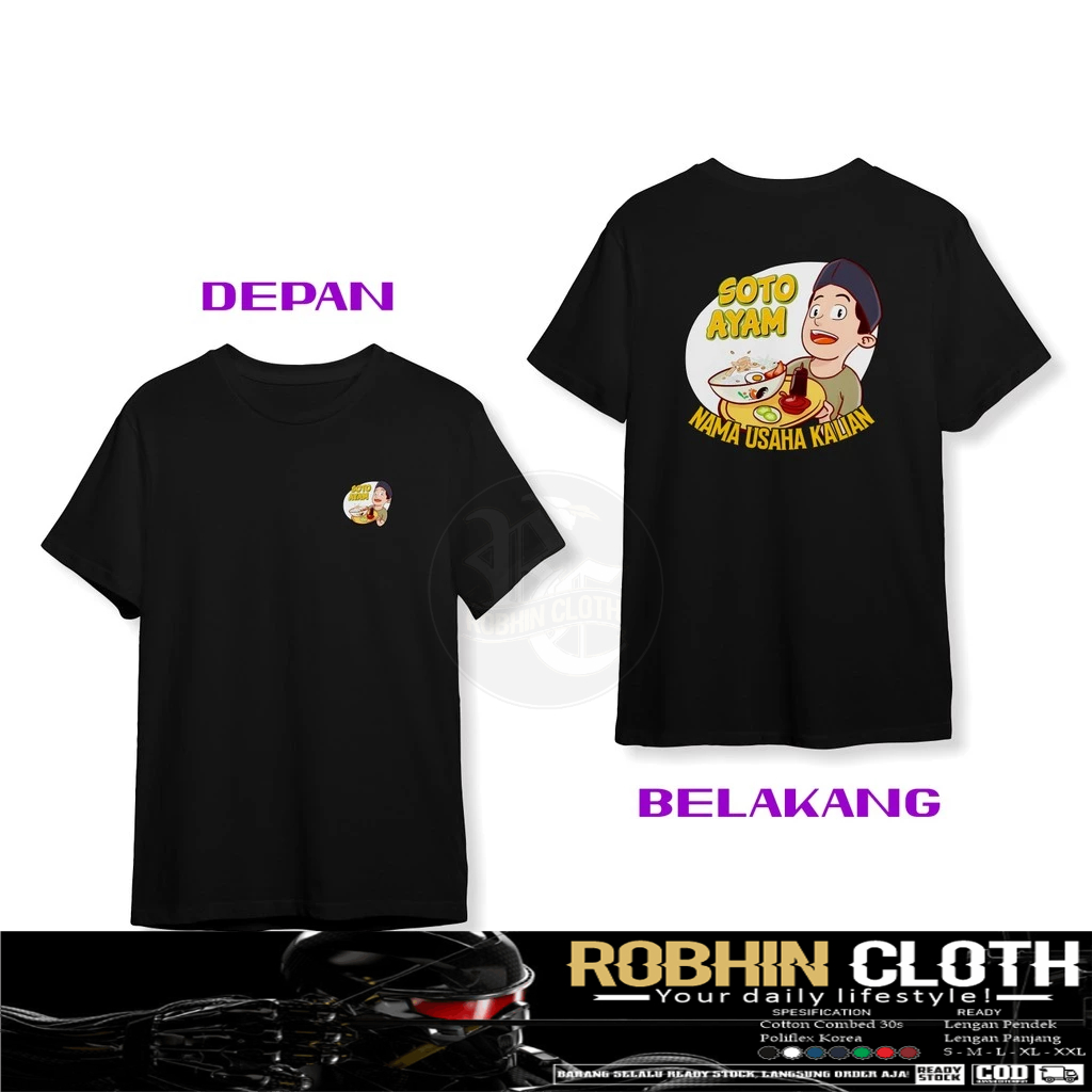 Kaos Baju Makanan Soto Ayam Gratis Nama Usaha Kalian DB Baju Distro