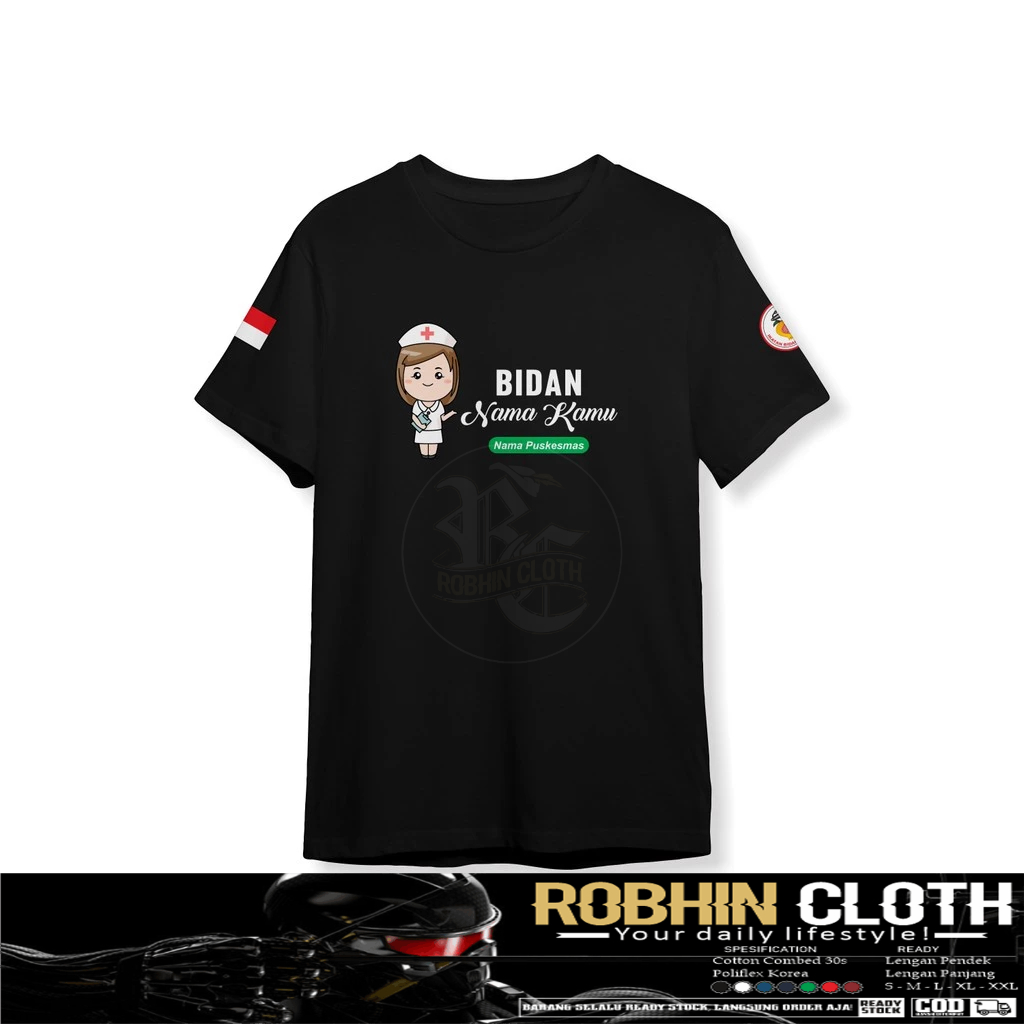 Kaos Baju Bidan IBI Gratis Nama Kamu dan Nama Puskesmas Kamu Baju Distro