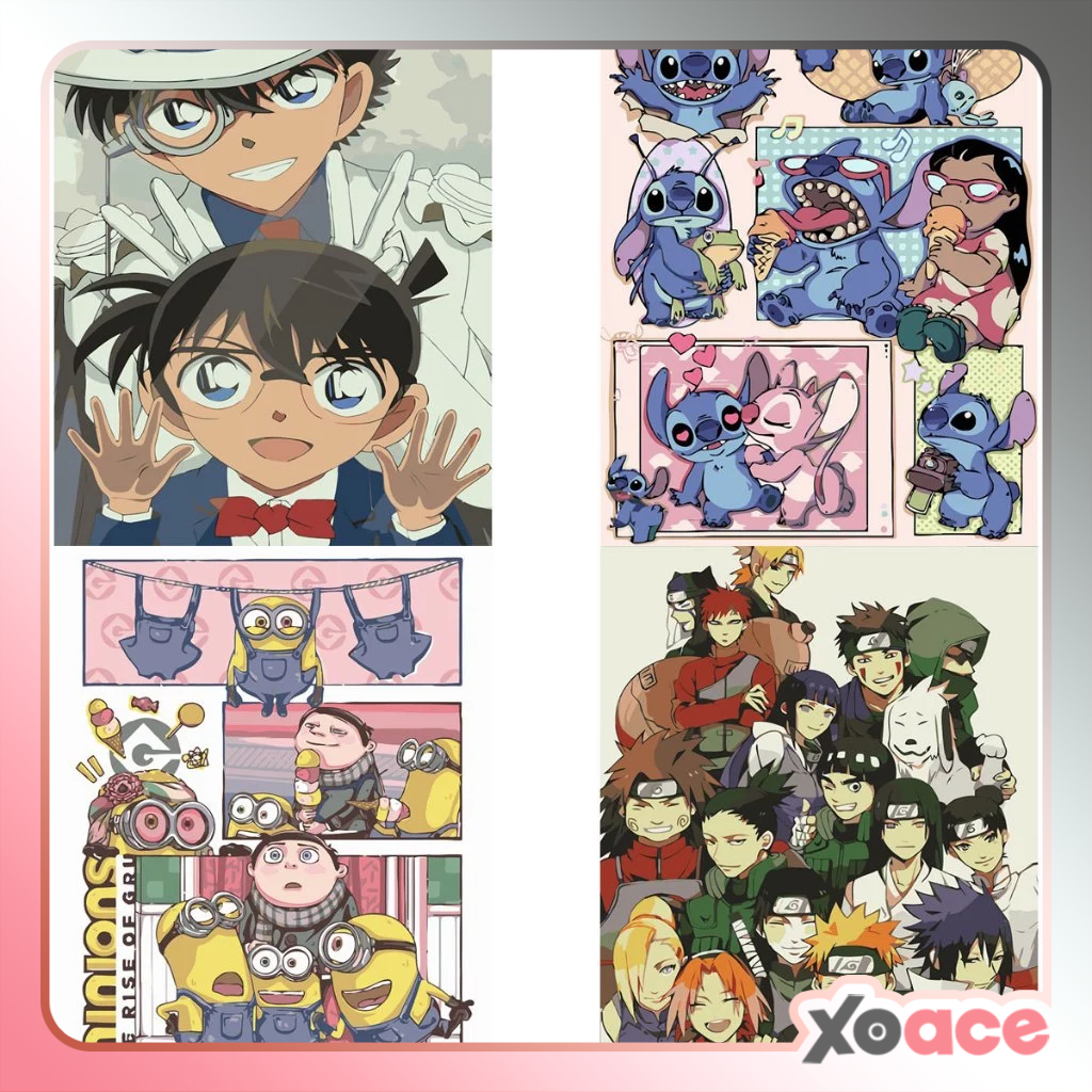 

30x40 FRAMED DIY Paint By Number Kit Digital Painting By Numbers Melukis Anime Conan One Piece Sanrio Naruto