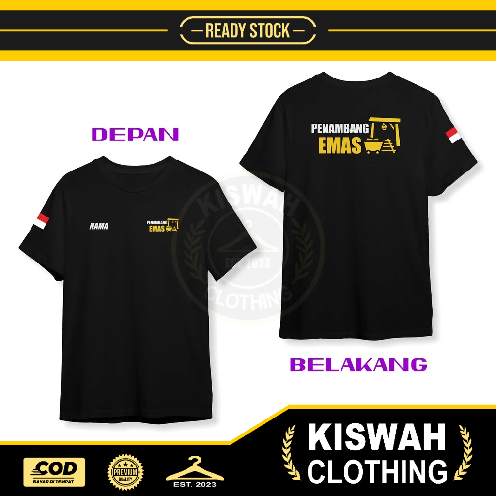 Kaos Tshirt Penambang Emas Gratis Nama DB Kaos Distro