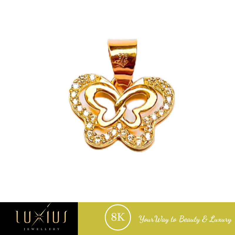 Liontin Emas Butterfly Kupu Kupu Yellow Gold 8K Luxlt0108 Luxius Jewellery