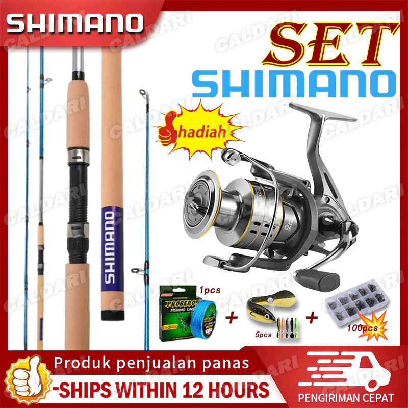SHIMANO Joran Pancing Set Lengkap 1.8-3.0m Carbon Spinning Rod Ultralight Fishing Rod Combo SET Jora