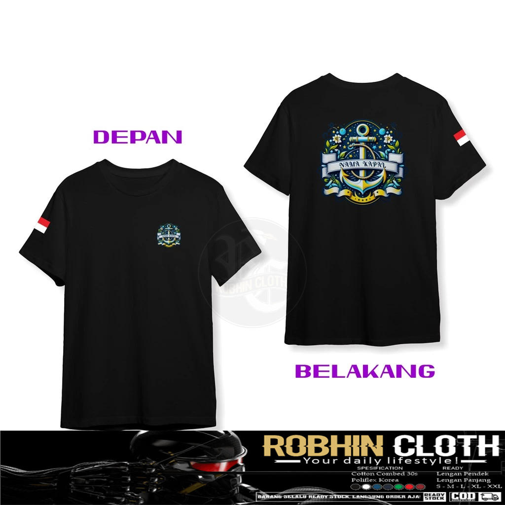 Kaos Baju Jangkar Pelaut Gratis Nama Kapal DB Kaos Distro