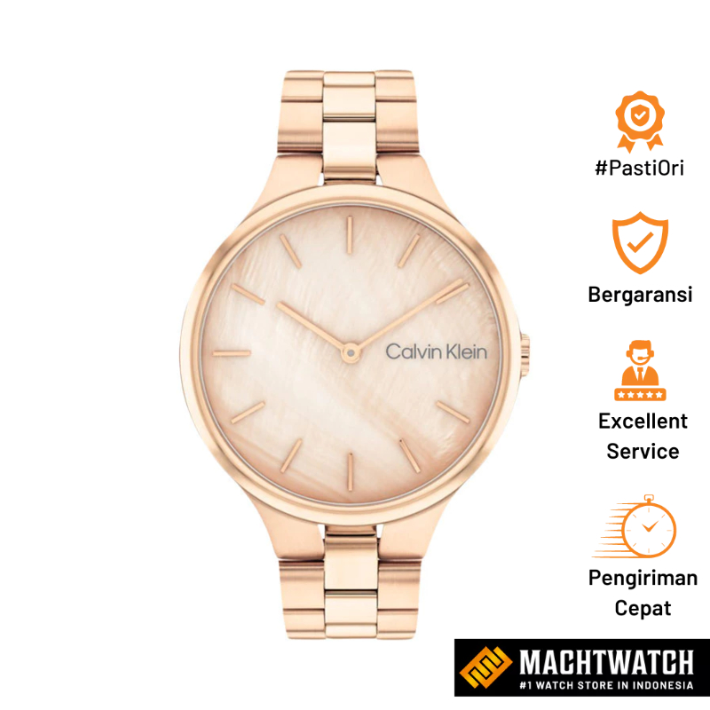 [PRJ] Jam Tangan Wanita Calvin Klein Linked 25200427 Ladies Mother Of Pearl Dial Rose Gold Stainless