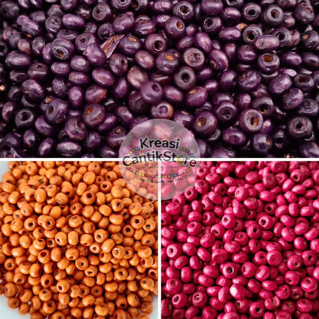 Manik Kayu Pipih Kecil 4mm – Warna Beragam untuk DIY & Aksesoris Handmade