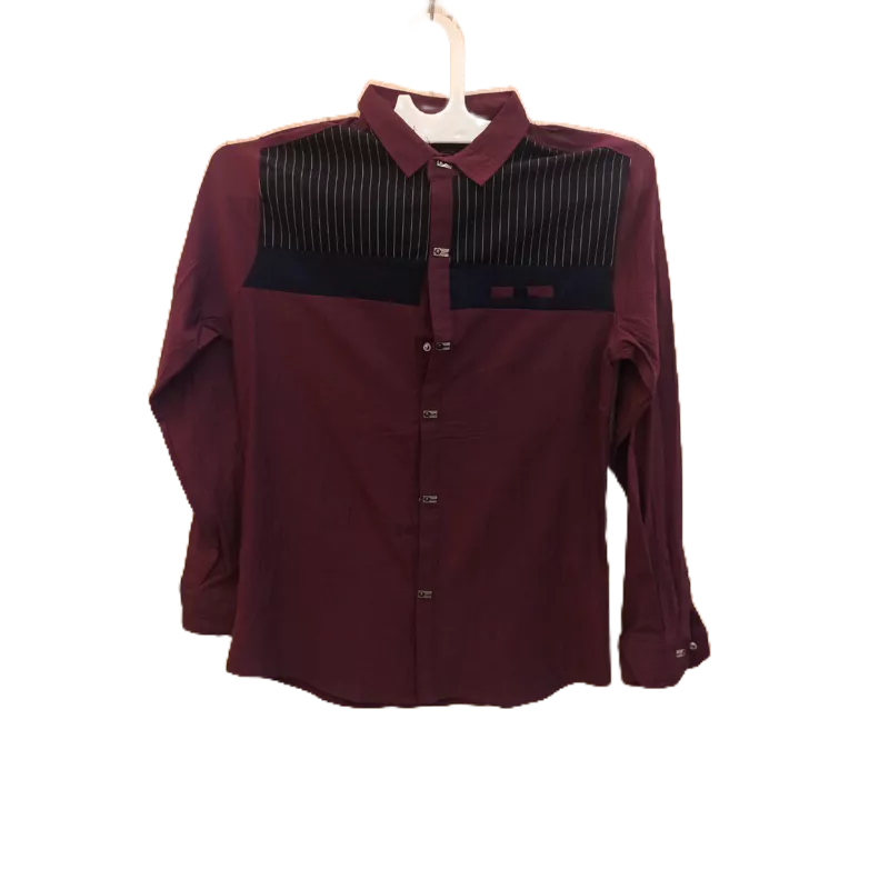 KEMEJA HEM PRIA RANGGA SLIMFIT KATUN POLOS WARNA MERAH HATI