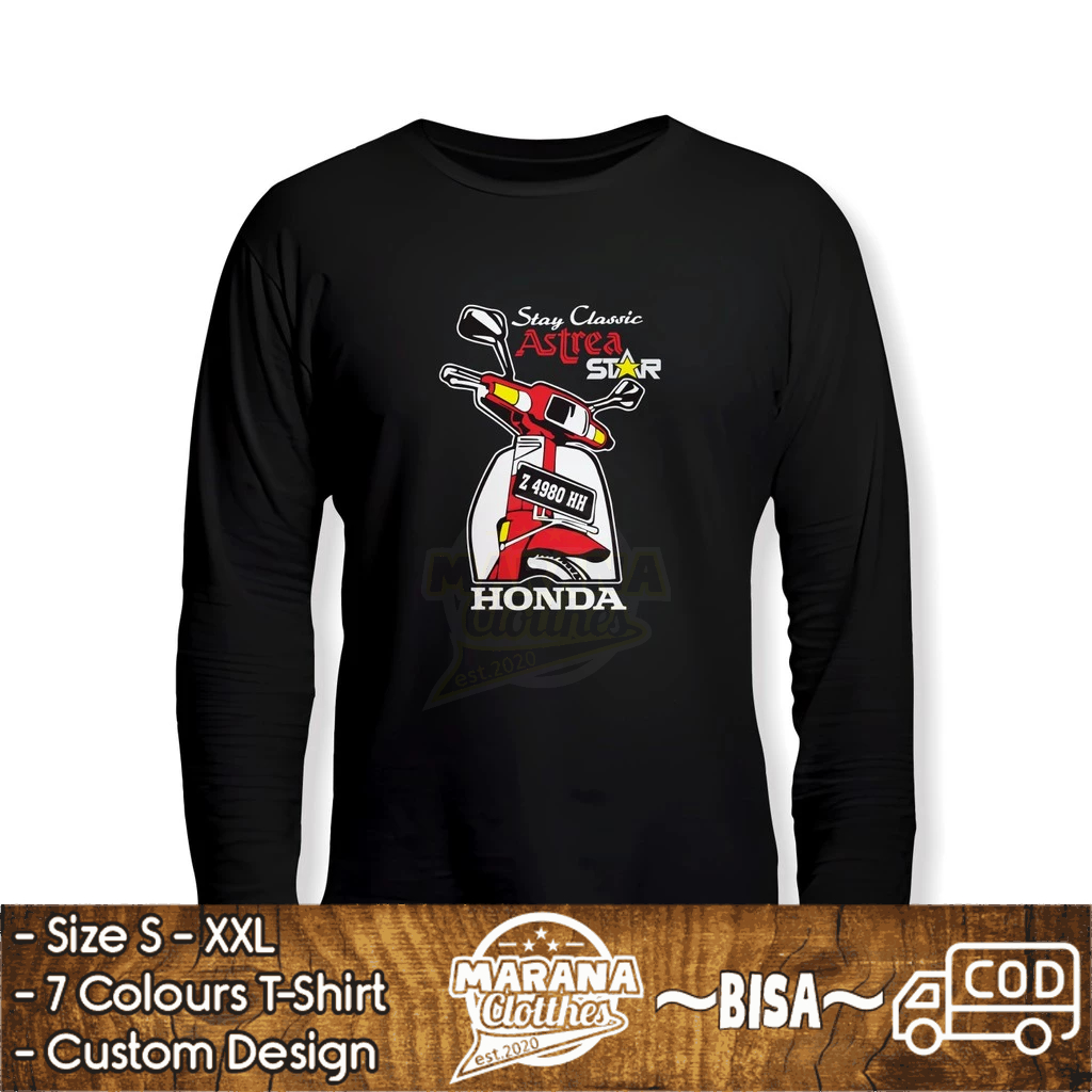 Kaos Motor Honda Astrea Star Stay Classic Request Plat Nomor Lengan Panjang Kaos Distro