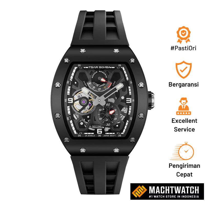 Jam Tangan Pria Tsar Bomba Elemental TB8212C-02 Ceramic Automatic Energy Display Ceramic Black Rubbe