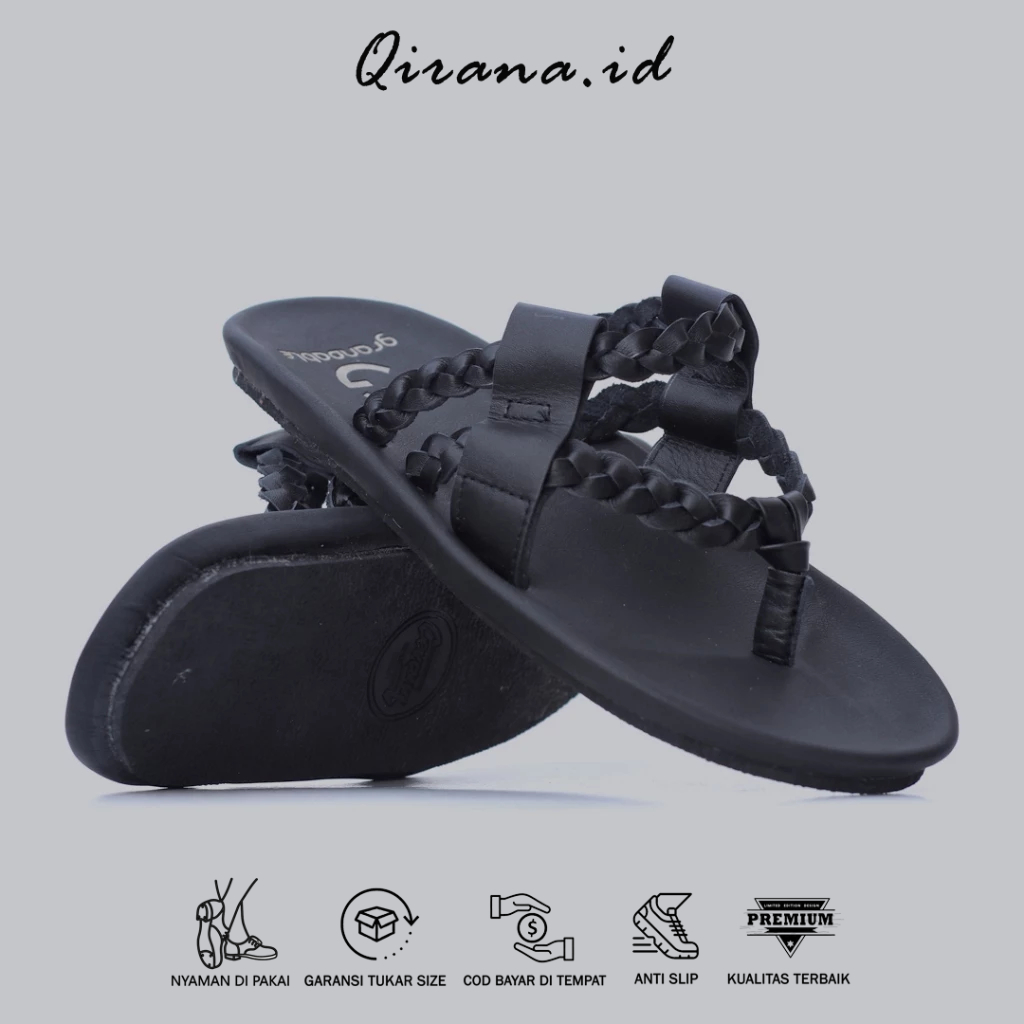 QIRANA Marvin Sandal Sendal Jepit Kulit Asli Pria Cowok Ori Terbaru