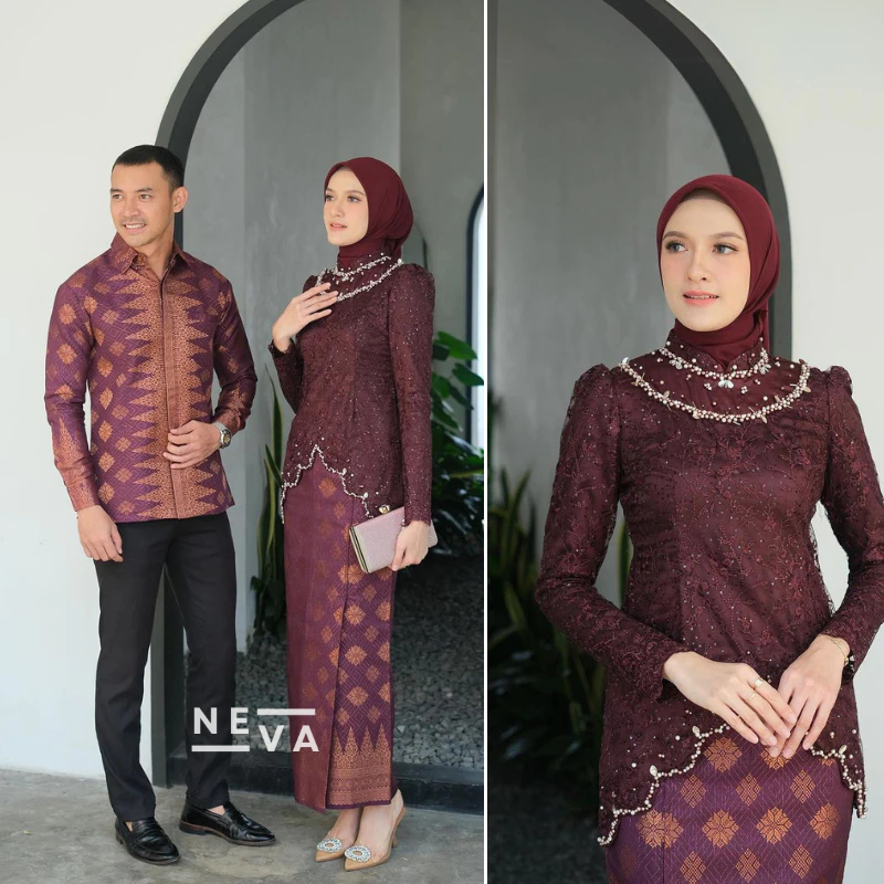 Kebaya Couple Kutu Baru Kebaya Wisuda Tunangan Lmaran Batik Baju Couple Kondangan Terbaru 2024
