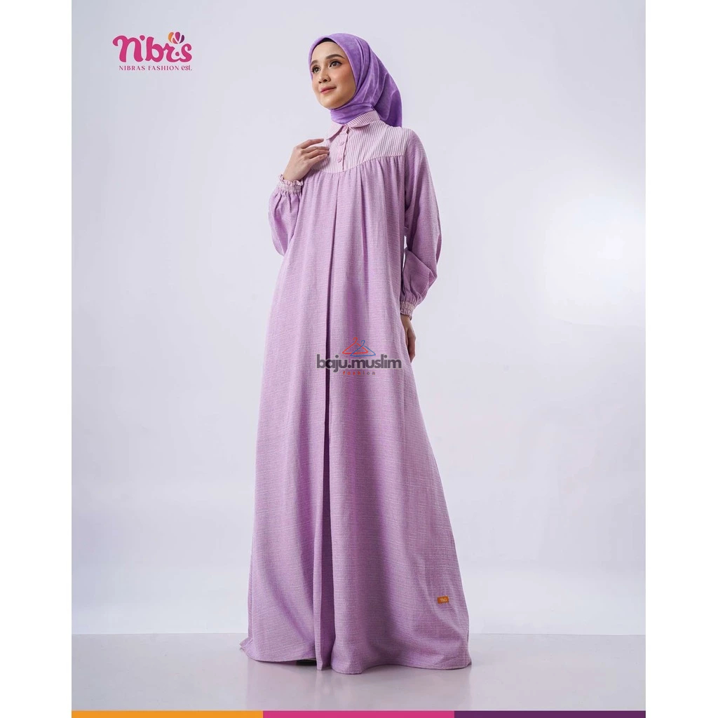 NIBRAS | Gamis Wanita Dewasa Series Bestie 7C by Nibras | Dress Kerah Kemeja Warna Lilac