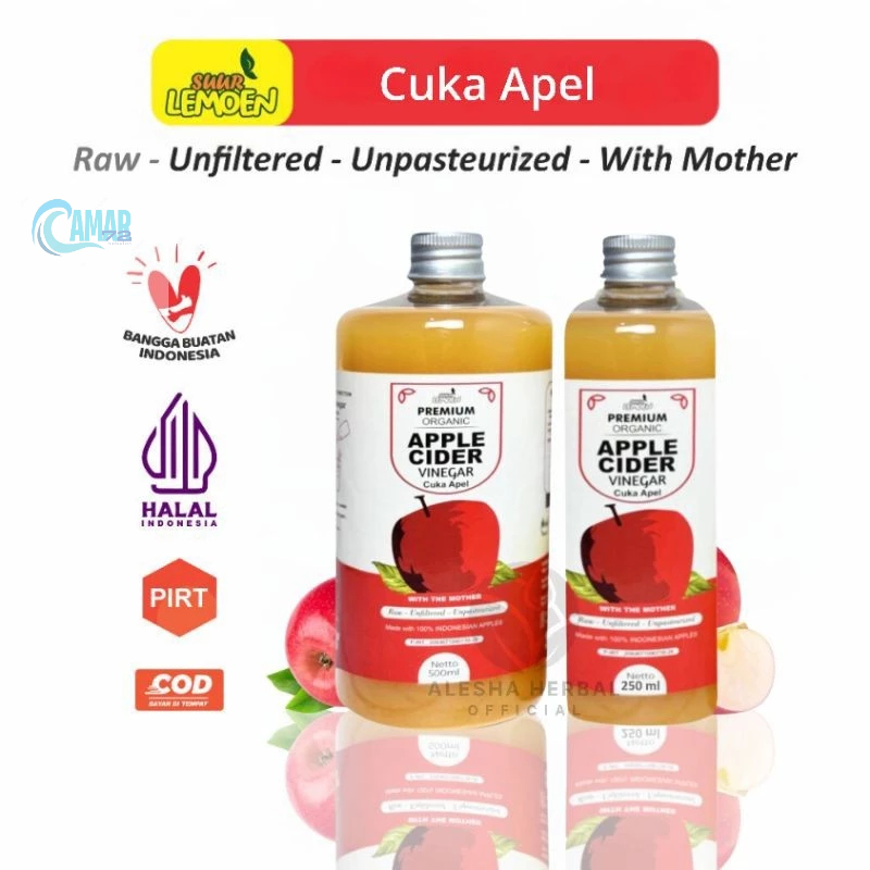 

CUKA APEL Suur Lemoen - Apple Cider Vinegar With Mother Premium Organik - Amar 72