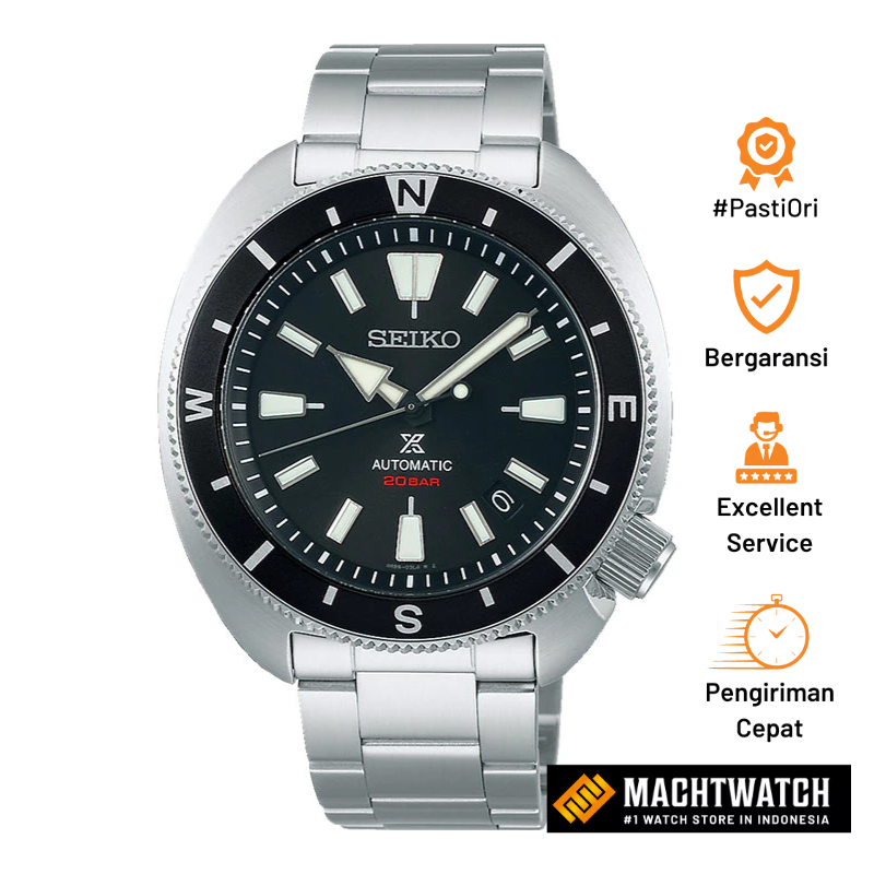 Jam Tangan Pria Seiko Prospex SRPH17K1 Tortoise Land Automatic 200M Black Dial Stainless Steel Strap