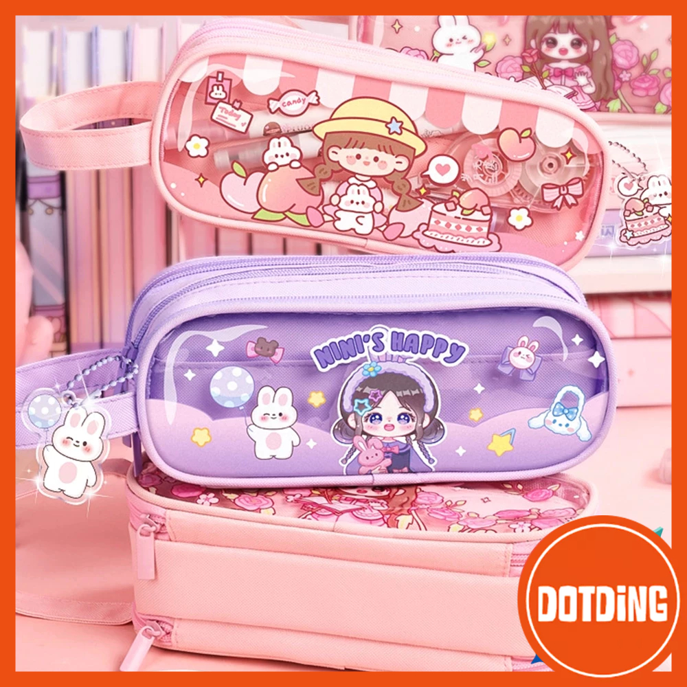 

[COD] Kotak Pensil Dua Sisi Multi-lapis Kawaii Kapasitas Besar Kotak Pensil Transparan Tas Penyimpanan Kartun Siswa Alat Tulis