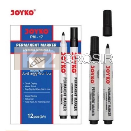 

(12 Pcs / 1 Lusin ) Spidol Permanent Marker Joyko PM-17 HITAM