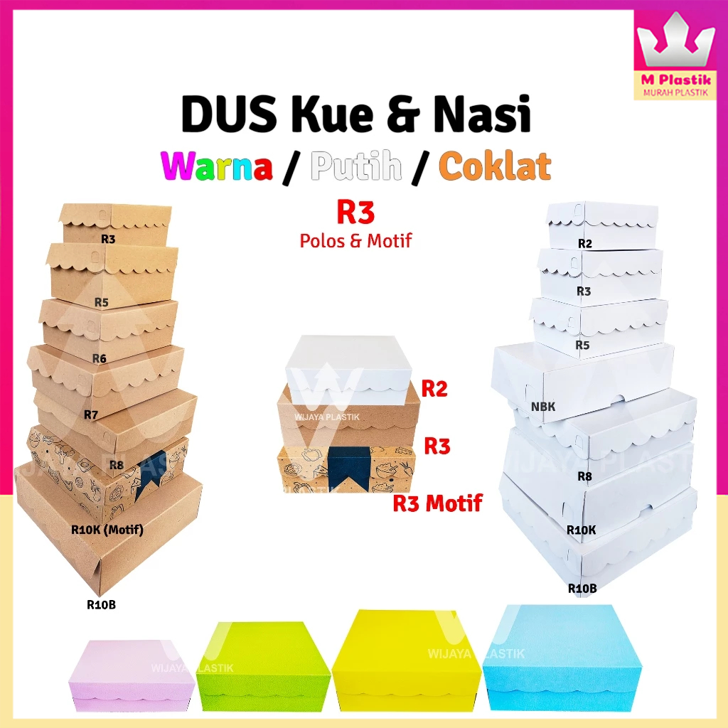 

Dus Kue ( R3 ) Warna / Putih / Coklat @Pcs | Duplex & Kraft karton polos motif kardus kecil coklat kotak kue isi 3 ekonomis murah termurah kuat Pcs