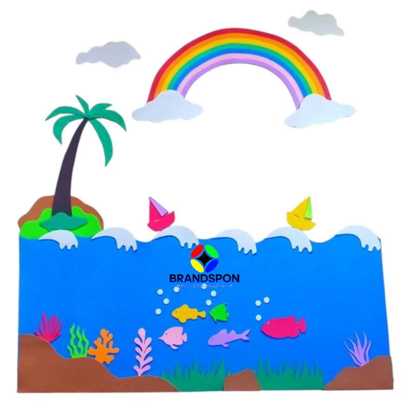 1 Set Hiasan Dinding Kelas Tema Laut Ikan Pelangi Dekorasi Sekolah Pojok Baca Mading Kamar