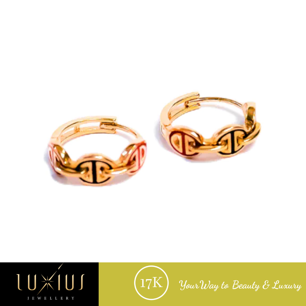 Anting Emas CD colour Delicate Rosegold 17K luxat0048 Luxius