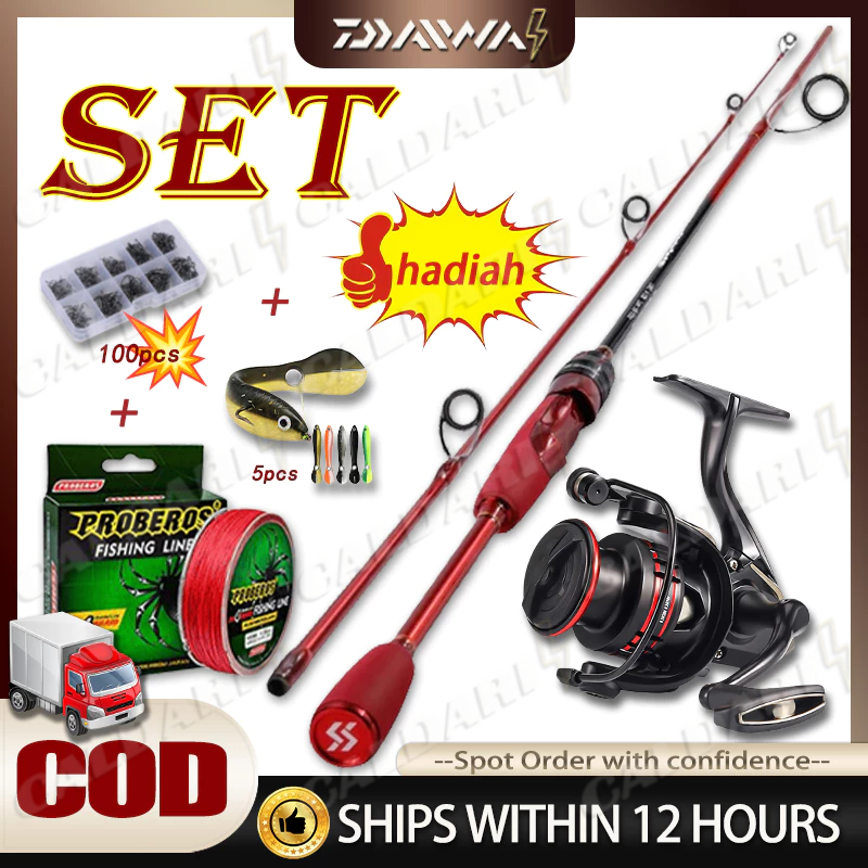 DAIWA Bisa Set Pancing Joran Laut Daido 1.8m/2.1m Joran Pancing 1000-7000 Reel Pancing 100M Senar Pa