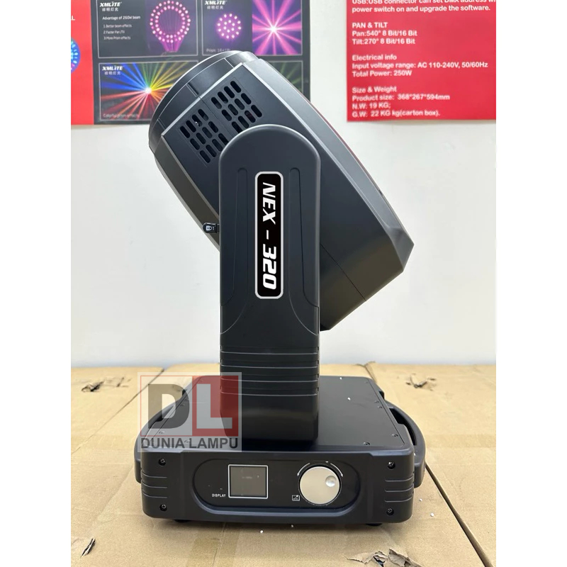 XMLITE NEX320 NEX-320 NEX 320 beam 295W moving head termasuk flightcase