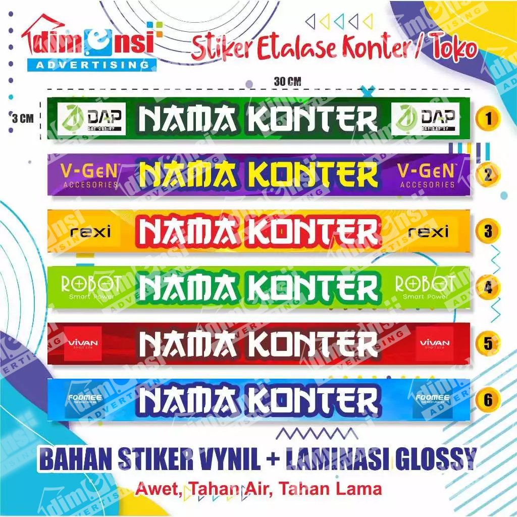 

Stiker Etalase Konter Model Accesories Murah + Laminasi ( Minimal 15 Pcs ) - DIMENSI ADV