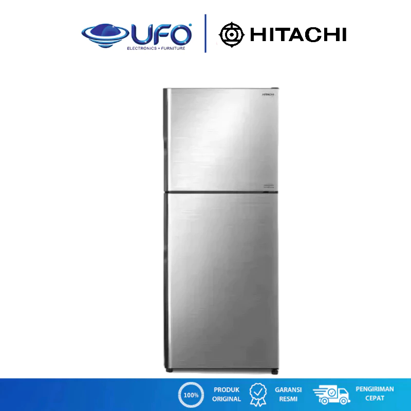 Hitachi Kulkas 2 Pintu Inverter Stylish Line Lemari Es 340 Liter RVX40PGD9-BBK