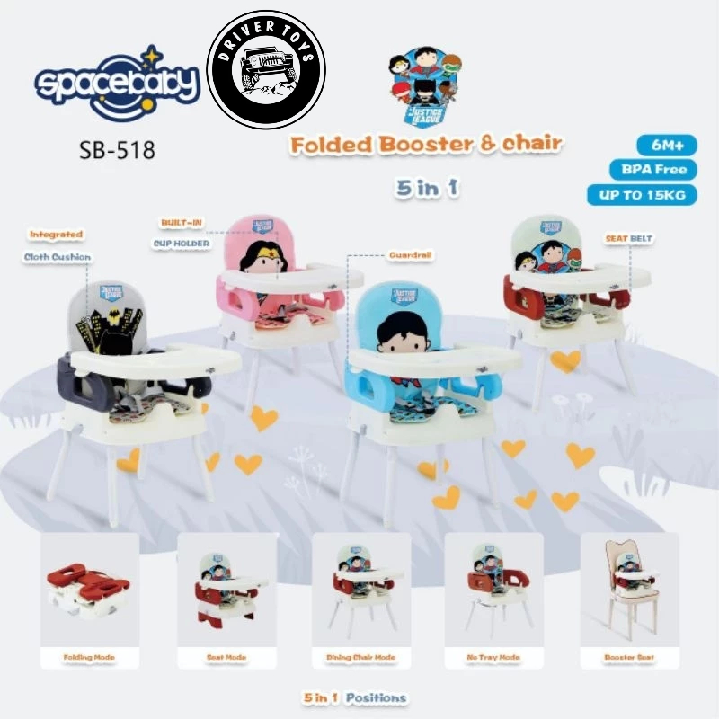 Kursi Makan Anak Booster Seat Space Baby 5 in 1 518 SB-518