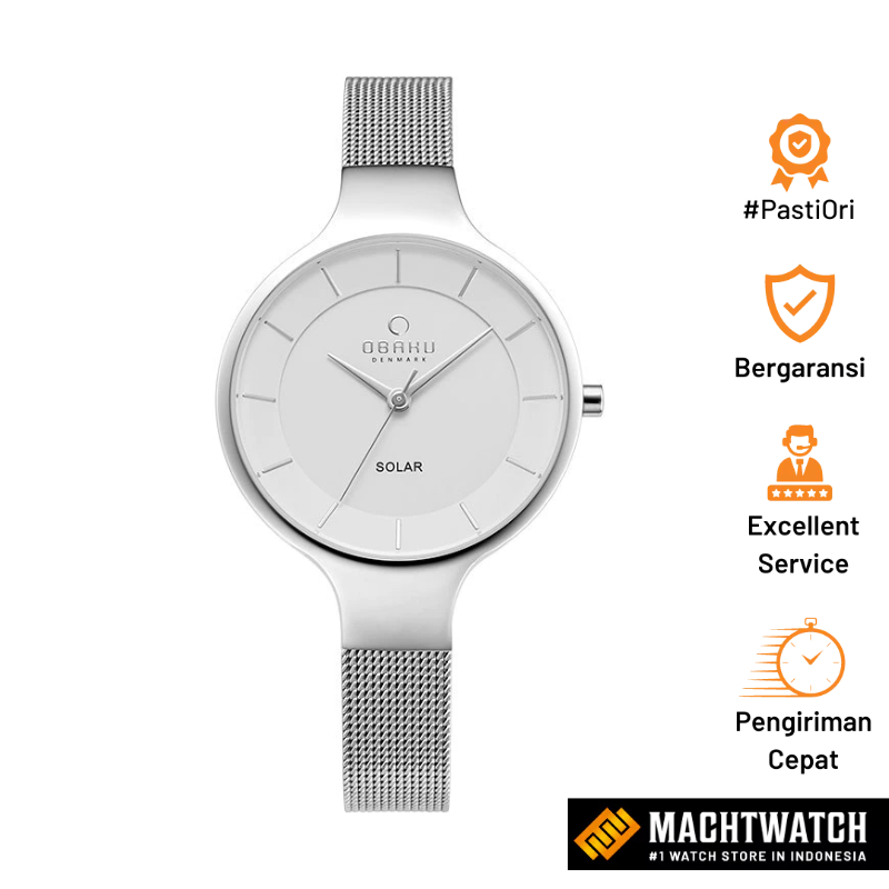 Jam Tangan Wanita Obaku V221LRCWMC Gry Steel White Dial Mesh Strap