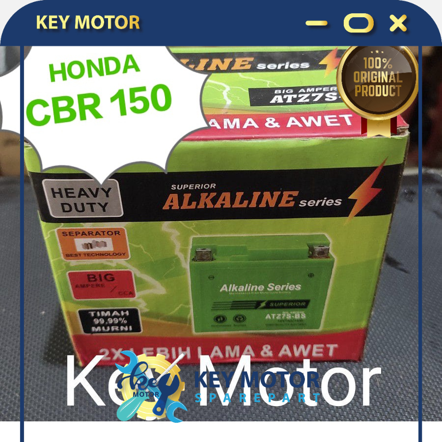 Aki / Accu Kering Alkaline Alkalin Series Motor Honda CBR 150 7A 7 Ampere ATZ7S ATZ7 ATZ 7S 100% Ori
