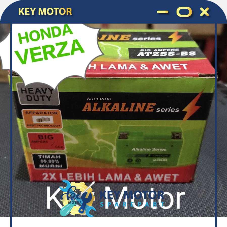 Aki / Accu Kering Motor Honda Verza ALKALINE ALKALIN 5A 5 Ampere ATZ5S ATZ5 ATZ 5S 100% Original