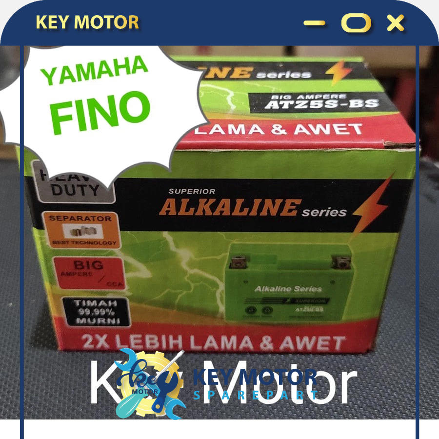 Aki / Accu Kering Motor Yamaha Fino ALKALINE ALKALIN 5A 5 Ampere ATZ5S ATZ5 ATZ 5S 100% Original