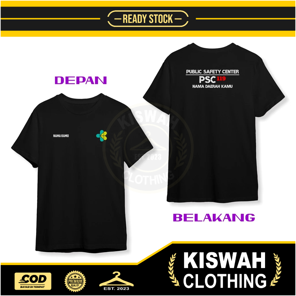 Kaos Tshirt Public Safety Center PSC 119 Gratis Nama Daerah Kamu DB Baju Distro