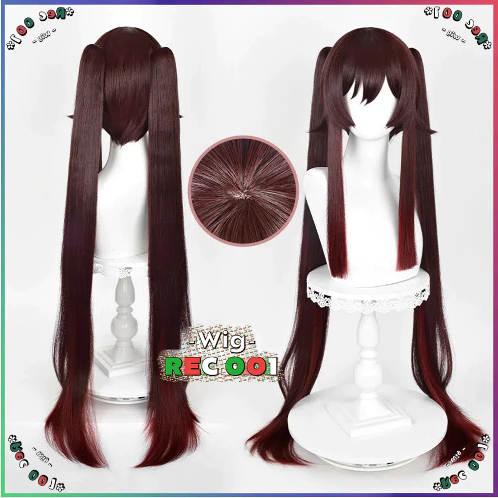 【M】Wig HuTao Cosplay Wig Hu Tao Cosplay Genshin Impact 110cm Orang Dewasa/Anak-Anak Dapat Menggunaka