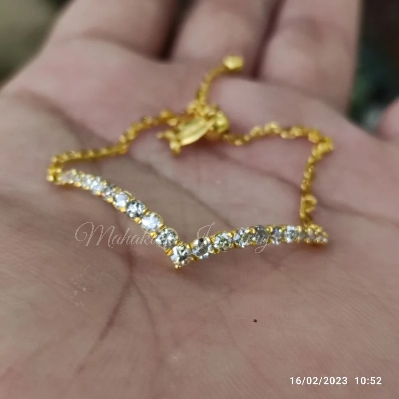 gelang emas berlian minimalis model V Aurel